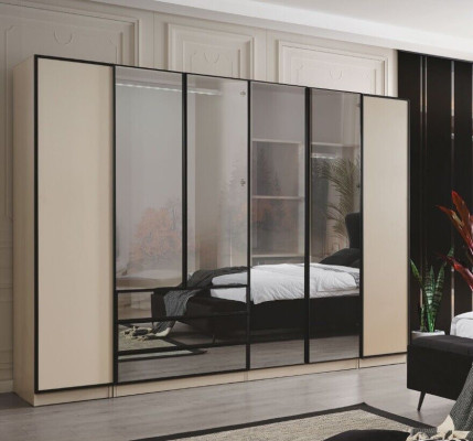 Mueble moderno armario dormitorio lujo beige armario puertas de cristal
