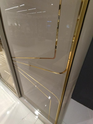Moderno armario ropero de lujo madera gabinetes de vidrio alto brillo dormitorio.