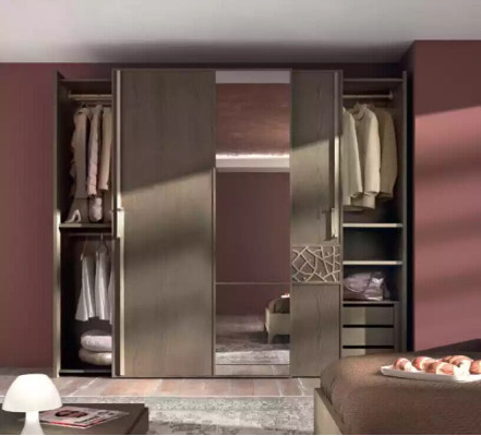 Dormitorio Cama 2x Mesita de Noche Diseño 6 piezas Juego Completo marrón 6 piezas