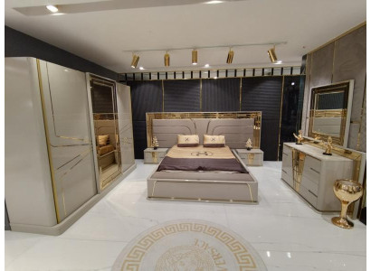 Dormitorio Cama completa 2x mesitas de noche Armario Cómoda con espejo