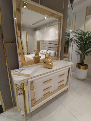 Dormitorio conjunto de madera cómoda con espejo Muebles modernos 2 piezas Nuevo