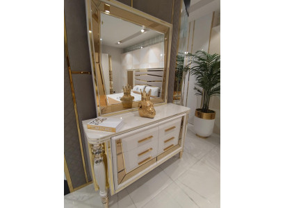 Dormitorio conjunto de madera cómoda con espejo Muebles modernos 2 piezas Nuevo