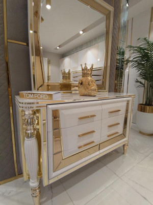 Dormitorio conjunto de madera cómoda con espejo Muebles modernos 2 piezas Nuevo