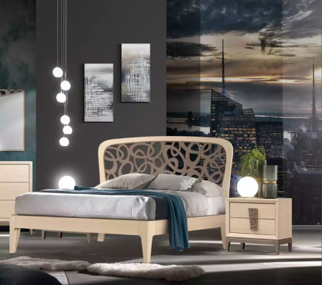 Conjunto de dormitorio Cama 2 mesitas de noche Muebles de diseño nuevos 3 piezas Moderno Madera