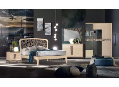 Conjunto de dormitorio Cama 2x Mesitas de noche Armario Diseño Lujo nuevo 6 piezas