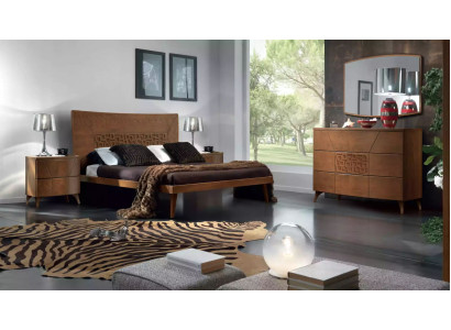 Conjunto de dormitorio Cama 2x Mesitas de noche Cómoda Diseño Lujo Nuevo 5 piezas.