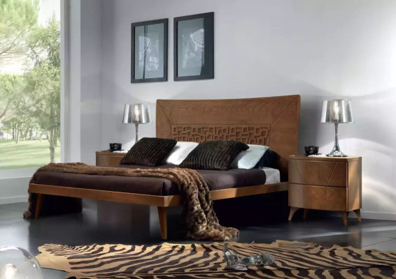 Conjunto de dormitorio Cama 2x Mesitas de noche Cómoda Diseño Lujo Nuevo 5 piezas.