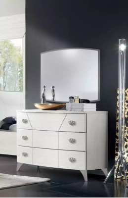 Dormitorio Conjunto Cómoda Espejo Lujo Completo blanco Aparador 2 piezas