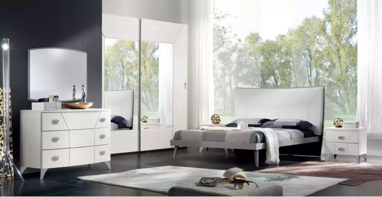 Dormitorio Conjunto Cómoda Espejo Lujo Completo blanco Aparador 2 piezas