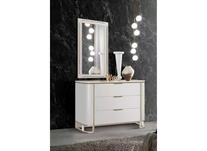 Dormitorio conjunto cómoda espejo Nuevo Lujo Completo nuevo Blanco 2 piezas.