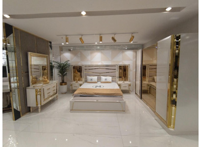Set de dormitorio completo Cama + 2 mesitas de noche Cómoda con espejo Moderno Nuevo.