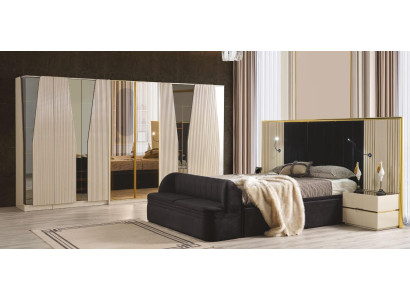 Set de dormitorio Conjunto completo Madera Cama Mesitas de noche Muebles Armario 5 piezas.