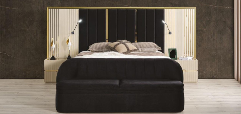 Set de dormitorio Conjunto completo Madera Cama Mesitas de noche Muebles Armario 5 piezas.