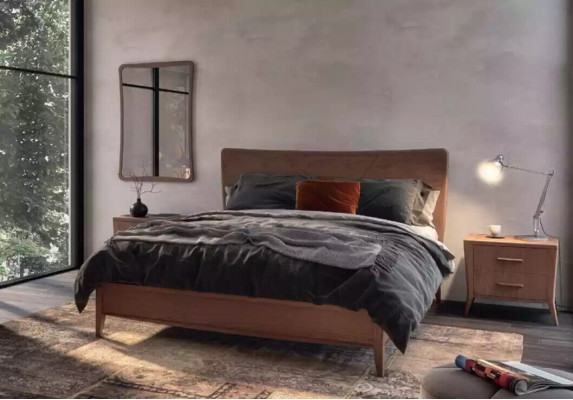 Set de dormitorio cama de lujo 2 mesitas de noche Diseño nuevo marrón 3 piezas Moderno
