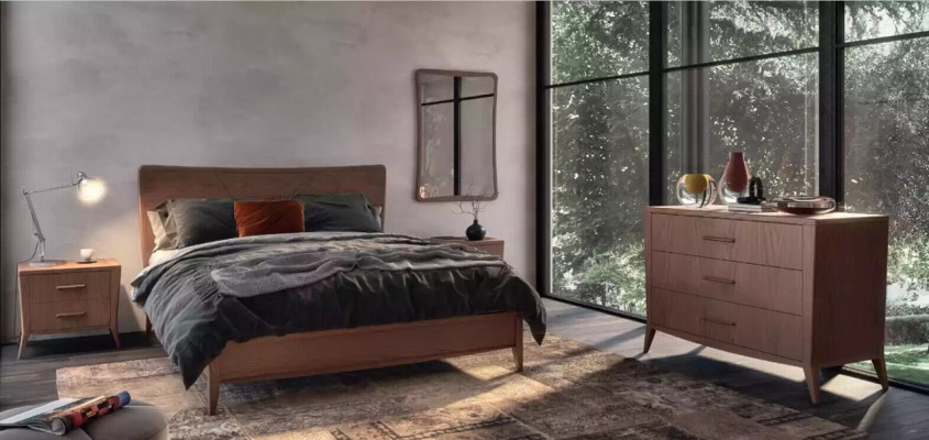 Set de dormitorio cama de lujo 2 mesitas de noche Diseño nuevo marrón 3 piezas Moderno