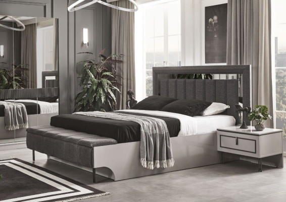 Conjunto de dormitorio moderno, cama y 2 mesitas de noche de lujo, conjunto completo de 3 piezas.