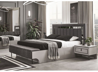 Conjunto de dormitorio moderno, cama y 2 mesitas de noche de lujo, conjunto completo de 3 piezas.