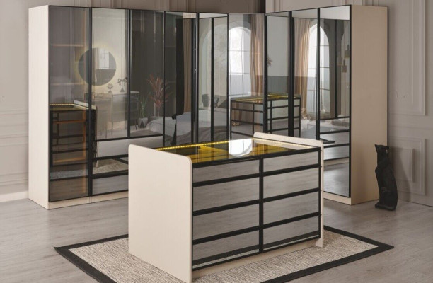 Elegante conjunto de dormitorio armario esquinero cómoda armario esquinero armario de 2 piezas
