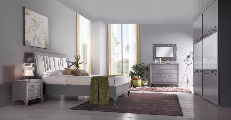 Armario con puertas correderas, armario ropero con espejo de madera de lujo moderno.