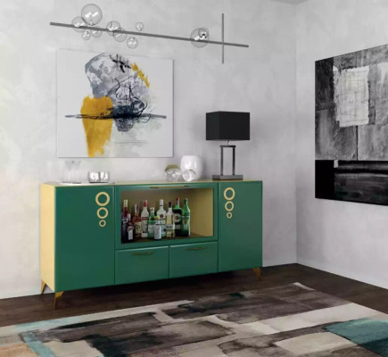 Aparador de lujo nuevo, Consola verde, Aparadores modernos, Cómodas de madera para sala de estar.