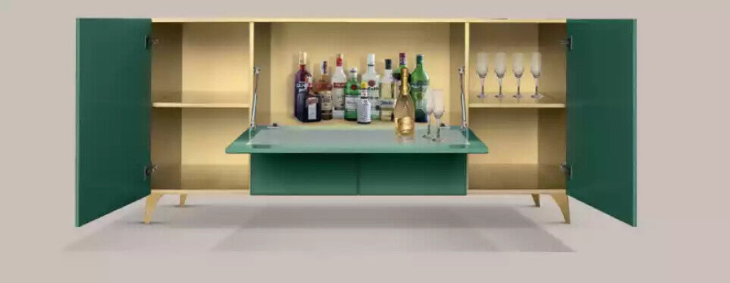 Aparador de lujo nuevo, Consola verde, Aparadores modernos, Cómodas de madera para sala de estar.