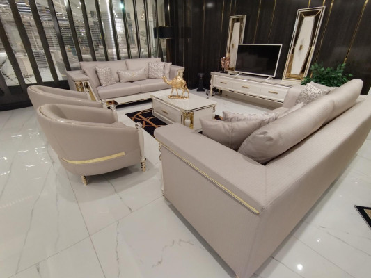 Conjunto de sofá 3+1+1 plazas muebles de lujo conjunto sofá sillón tapizado 3 piezas. Nuevo.