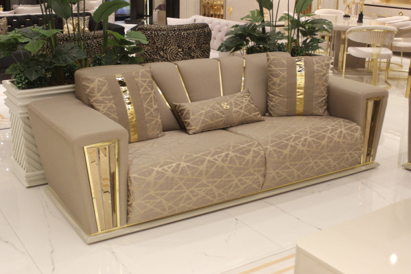 Juego de sofás completo moderno 3+3+1+1 asientos + mesa de centro sofá textil madera.