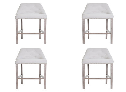 4x taburete de bar, taburete de barra, juego de sillas de taburete de mostrador, sillas acolchadas en estilo de diseño Chesterfield.