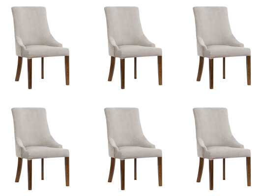 6x Conjunto de 6 sillas de cojín de diseñador, completo con respaldo y asiento tipo lounge.