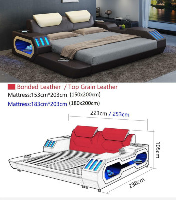 Cama de diseño de lujo marco de cama cama de cuero camas USB de lujo doble cama de hotel acolchada.