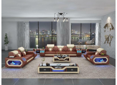 Sofá conjunto 3+2+1 mesa de centro aparador diseño conjunto moderno de 5 piezas.