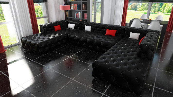 Sofá esquinal Chesterfield paisaje de sala lujo diseñador sofá sillón tapizado sofá esquinal.