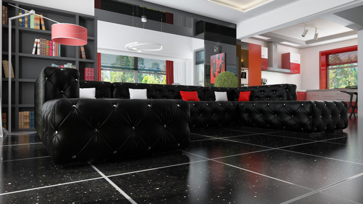 Sofá esquinal Chesterfield paisaje de sala lujo diseñador sofá sillón tapizado sofá esquinal.