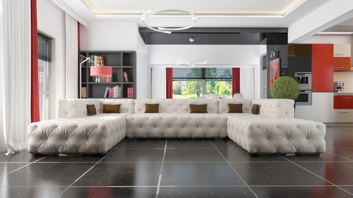 Sofá esquinal Chesterfield paisaje de sala lujo diseñador sofá sillón tapizado sofá esquinal.