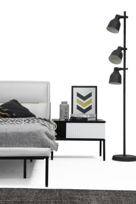 Conjunto dormitorio cama doble cama mesitas de noche blanco set 6 piezas moderno