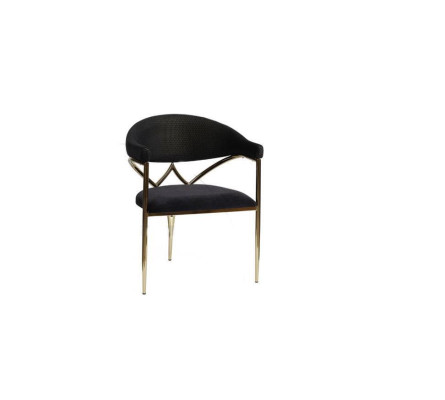 Silla de acero inoxidable negro con estructura de madera. Sillas de comedor modernas de una plaza.
