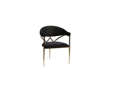 Silla de acero inoxidable negro con estructura de madera. Sillas de comedor modernas de una plaza.