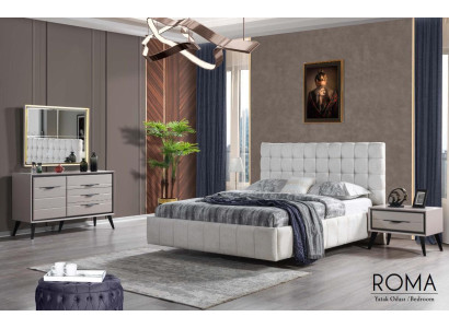 Blanco dormitorio exclusivo cama doble mesitas de noche de diseñador cómoda