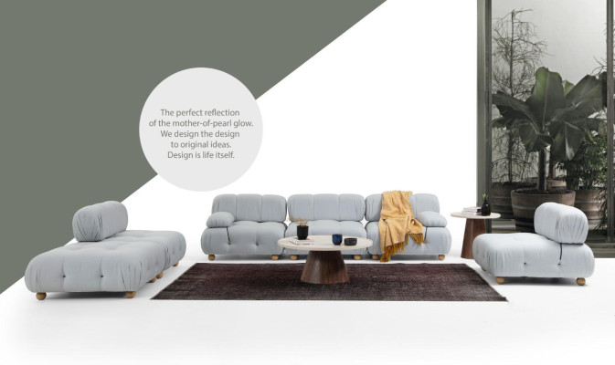 Juego de sofá completo Sofá 3 plazas 2 plazas 1 plaza moderno tela gris