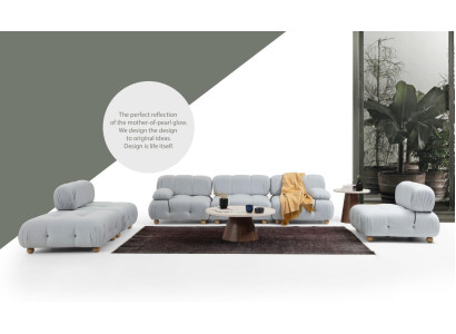 Juego de sofá completo Sofá 3 plazas 2 plazas 1 plaza moderno tela gris