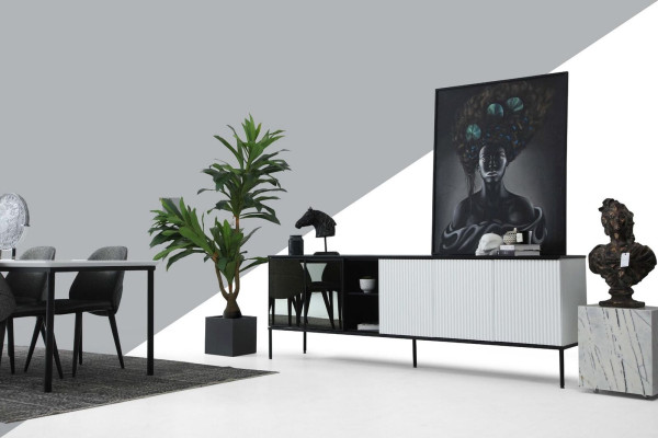 Grupo de comedor mesa sillas aparador mesa madera juego de 8 piezas blanco