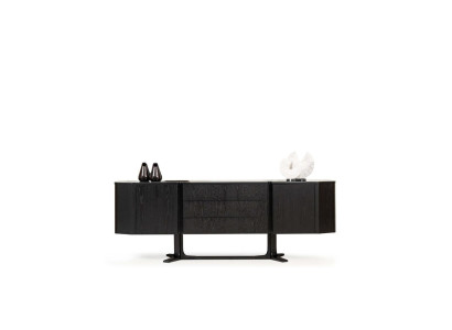 Moderno aparador de madera negra, mueble de diseño, cómoda de lujo.