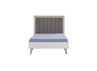 Estructura de la cama infantil cama juvenil de 100 cm marco de madera gris tela