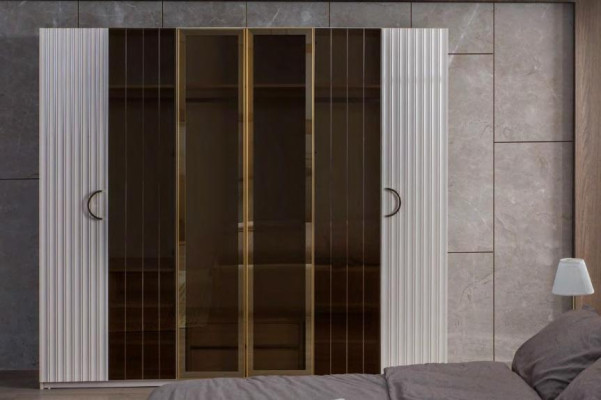 Moderno armario gris claro dormitorio elegantes armarios de vidrio armario.