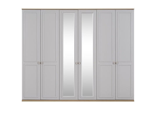 Armario de dormitorio Armario Armario Gris Madera Espejo 6 puertas