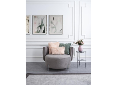 Sillón gris acolchado de una plaza para sala de estar, sillón de tela para mobiliario de salón.