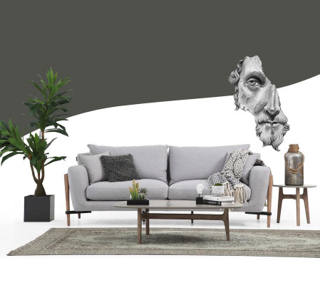 Sofá de 4 plazas de tela de diseño moderno en color gris.