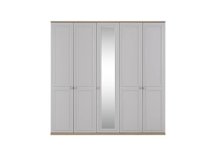 Armario de ropa Armario de dormitorio Armario gris de madera con espejo 5 puertas