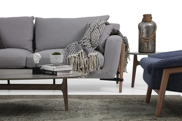 Conjunto de sofás de 3 plazas, sillón de 1 plaza, sofá de 3 plazas, tela, diseño moderno, gris.