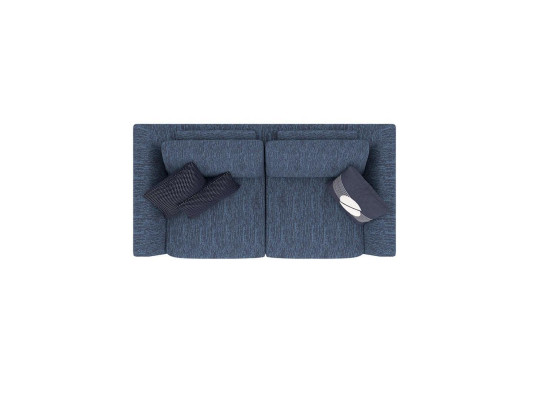 Sofá de dos plazas azul para sala de estar, diseño moderno, sofá de tela textiles.
